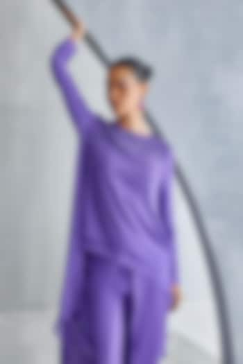 Amethyst Purple Embellished Layered Tunic by Namrata Joshipura at Pernia's Pop Up Shop