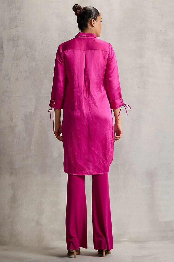 Ruby Rush Satin Linen Floral Embellished Shift Tunic by Namrata Joshipura at Pernia's Pop Up Shop