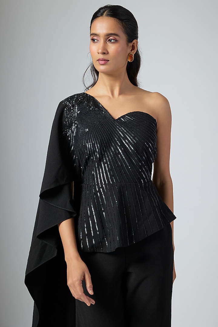 Black Banana Crepe Co-Ord Set by Namrata Joshipura at Pernia's Pop Up Shop