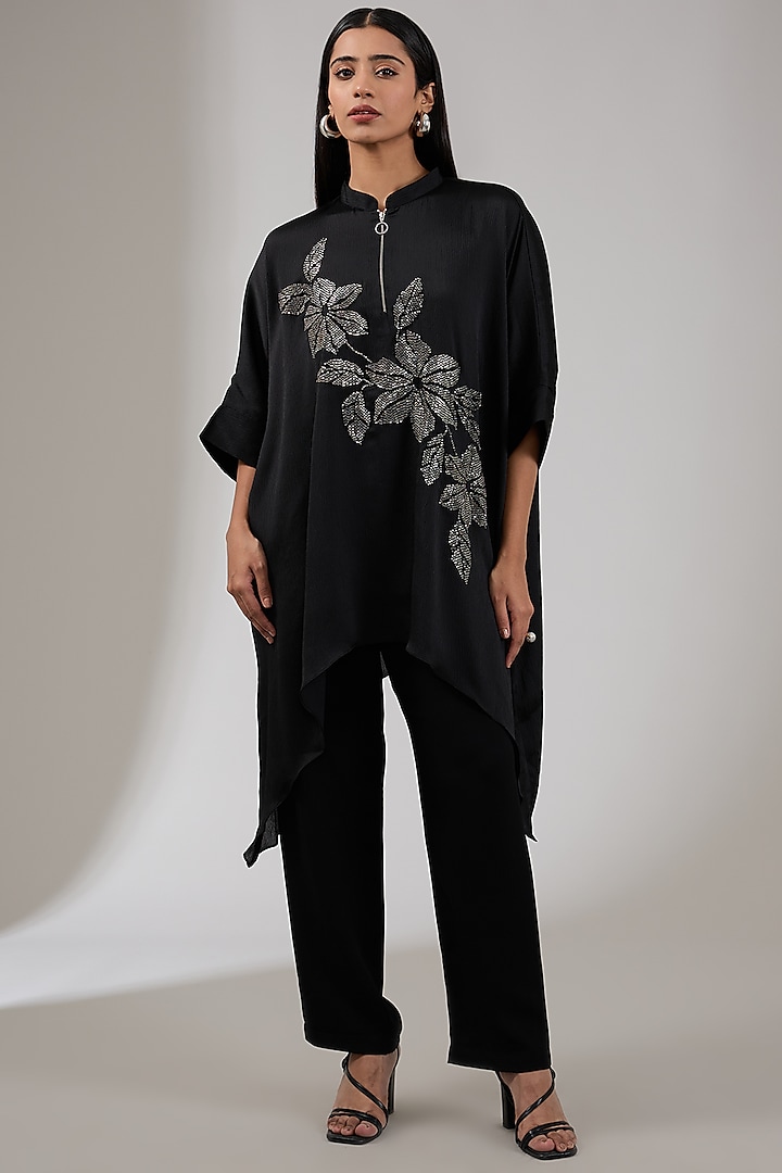 Black Satin Top by Namrata Joshipura at Pernia's Pop Up Shop