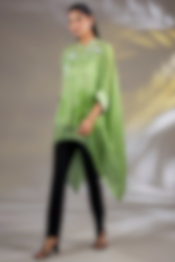 Green Crinkle Cupro Tunic With Inner by Namrata Joshipura at Pernia's Pop Up Shop