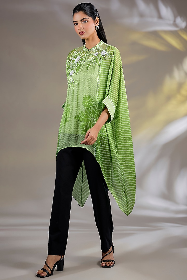 Green Crinkle Cupro Tunic With Inner by Namrata Joshipura at Pernia's Pop Up Shop