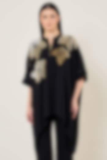 Black Georgette Handkerchief Tunic by Namrata Joshipura at Pernia's Pop Up Shop