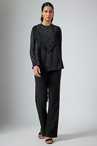 Black Georgette Top by Namrata Joshipura