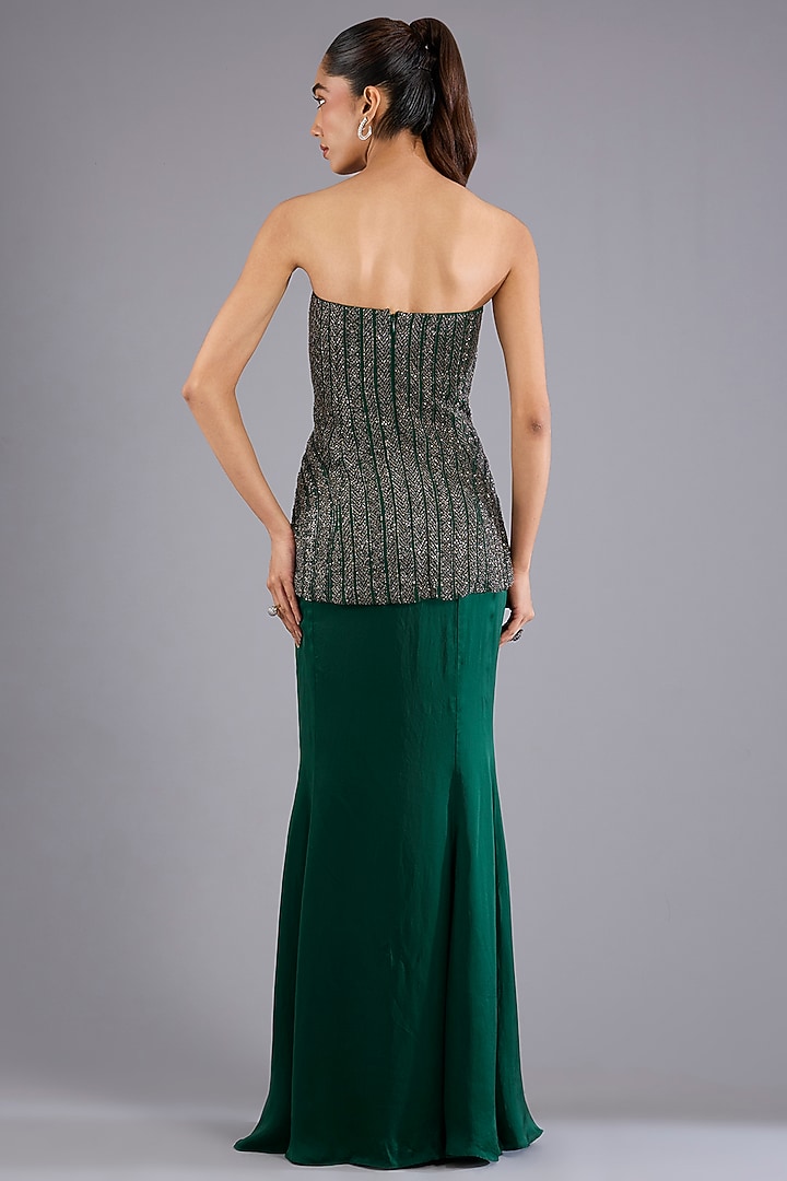 Hunter Green Viscose Georgette Skirt Set by Namrata Joshipura at Pernia's Pop Up Shop
