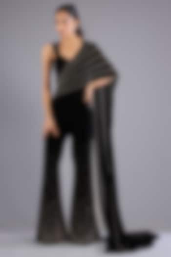 Black Micro Satin Jumpsuit by Namrata Joshipura at Pernia's Pop Up Shop