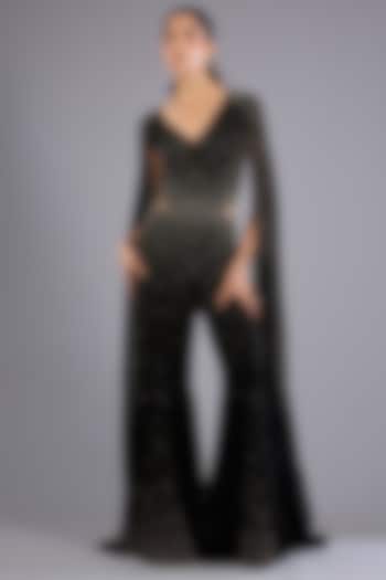 Black Viscose Georgette Jumpsuit by Namrata Joshipura at Pernia's Pop Up Shop