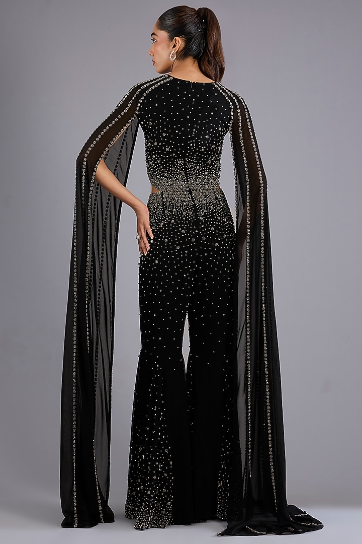 Black Viscose Georgette Jumpsuit by Namrata Joshipura at Pernia's Pop Up Shop