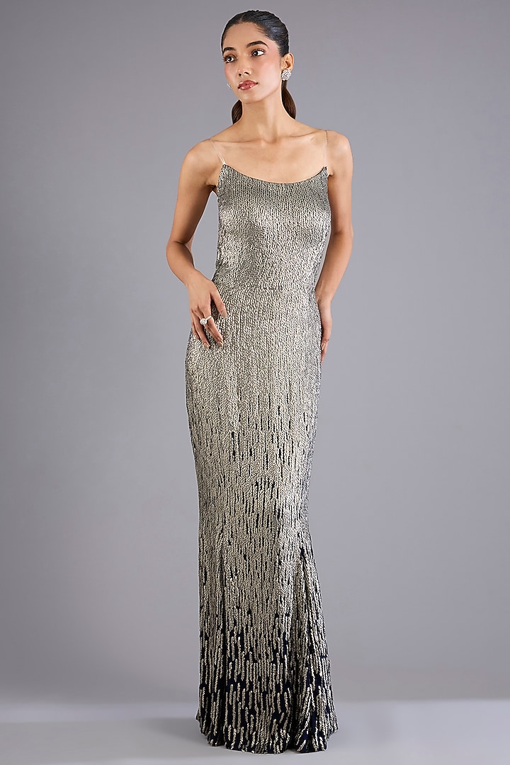 Black Viscose Georgette Long Wedding Gown by Namrata Joshipura at Pernia's Pop Up Shop