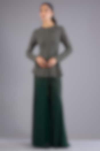 Hunter Green Viscose Georgette Bridal Sharara Set by Namrata Joshipura at Pernia's Pop Up Shop