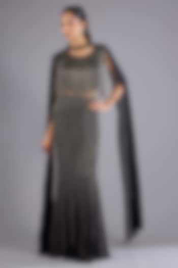 Navy Blue Viscose Georgette & Crepe Skirt Set by Namrata Joshipura at Pernia's Pop Up Shop