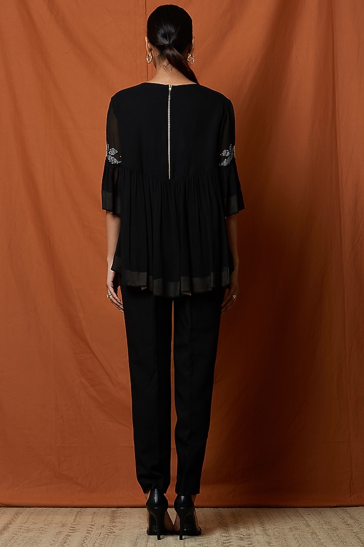 Black Sequins Embellished Top by Namrata Joshipura at Pernia's Pop Up Shop