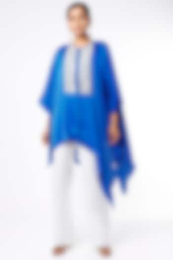 Bright Blue Crepe Kaftan Top by Namrata Joshipura at Pernia's Pop Up Shop