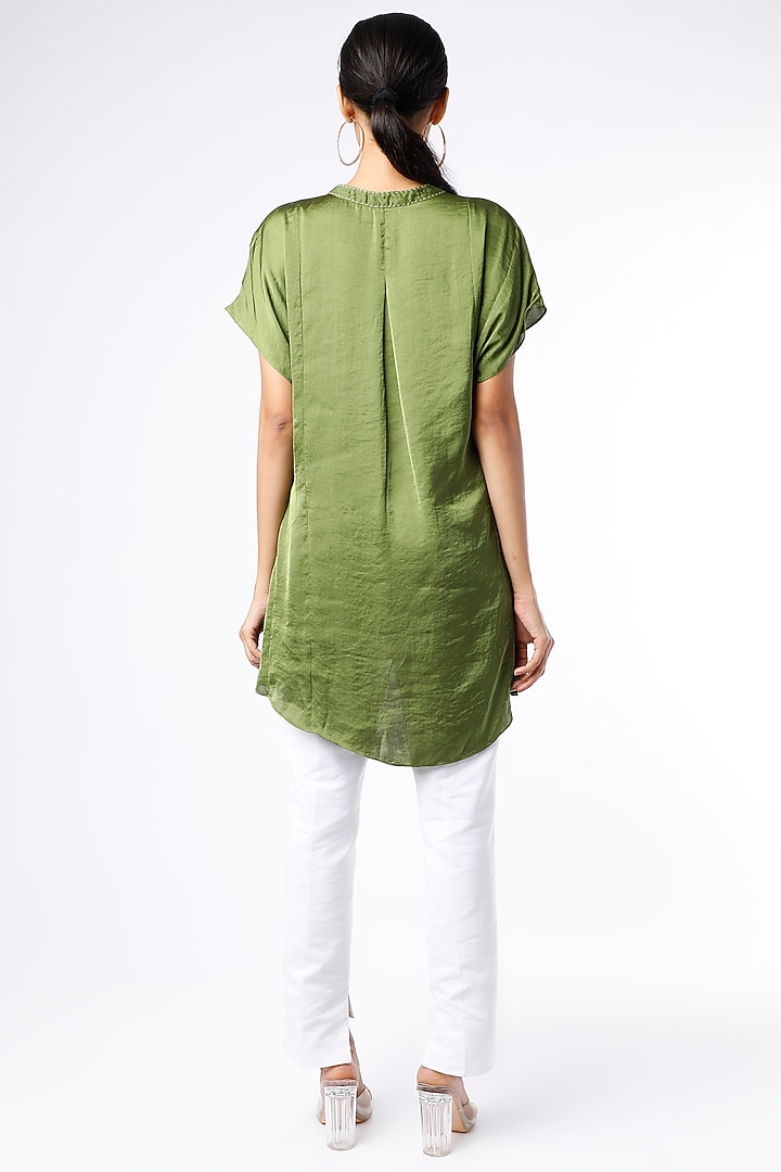 Olive Green Embroidered Top by Namrata Joshipura at Pernia's Pop Up Shop