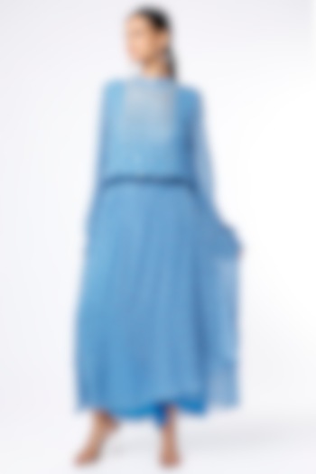 Sky Blue Silk Dress by Namrata Joshipura