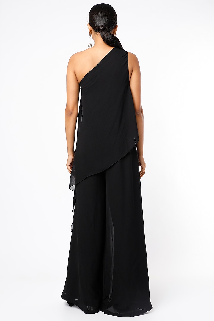 Black Sequin Embroidered Jumpsuit by Namrata Joshipura at Pernia's Pop Up Shop