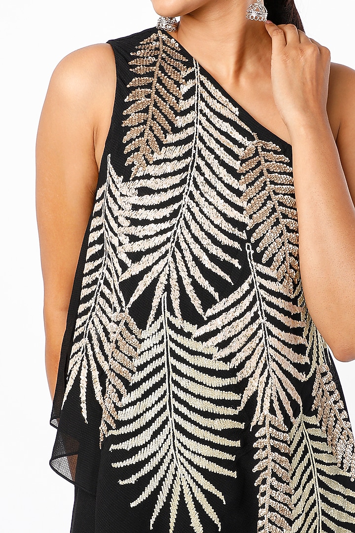 Black Sequin Embroidered Jumpsuit by Namrata Joshipura at Pernia's Pop Up Shop