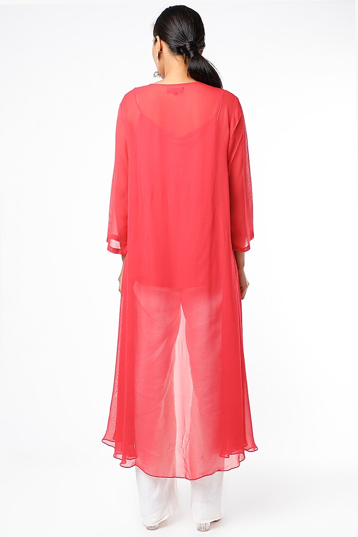 Red Georgette High-Low Top by Namrata Joshipura at Pernia's Pop Up Shop