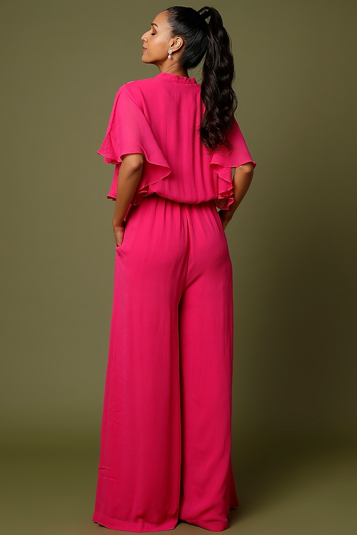 Fuchsia Embellished Jumpsuit by Namrata Joshipura at Pernia's Pop Up Shop