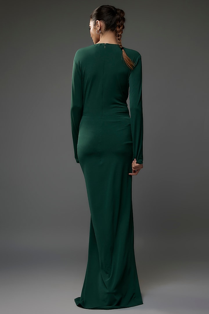 Hunter Green Jersey Embroidered Gown by Namrata Joshipura at Pernia's Pop  Up Shop 2026