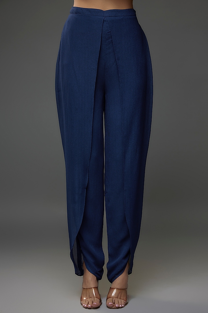 Midnight Blue Viscose Georgette Embroidered Co-Ord Set by Namrata Joshipura at Pernia's Pop Up Shop