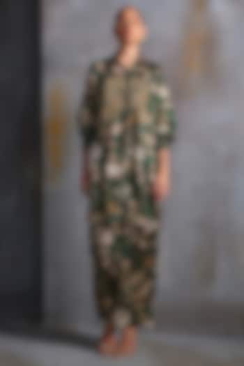 Hunter Green Cupro Satin Hand Embellished Co-Ord Set by Namrata Joshipura at Pernia's Pop Up Shop