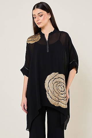 Black Georgette Tunic by Namrata Joshipura