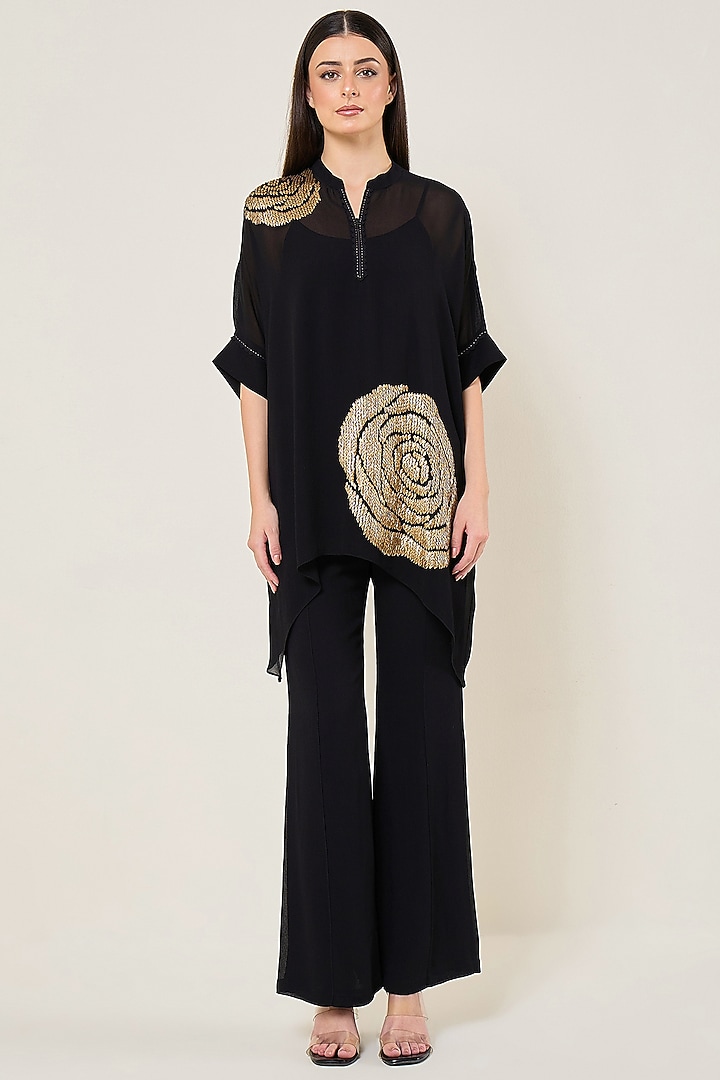 Black Georgette Tunic by Namrata Joshipura at Pernia's Pop Up Shop
