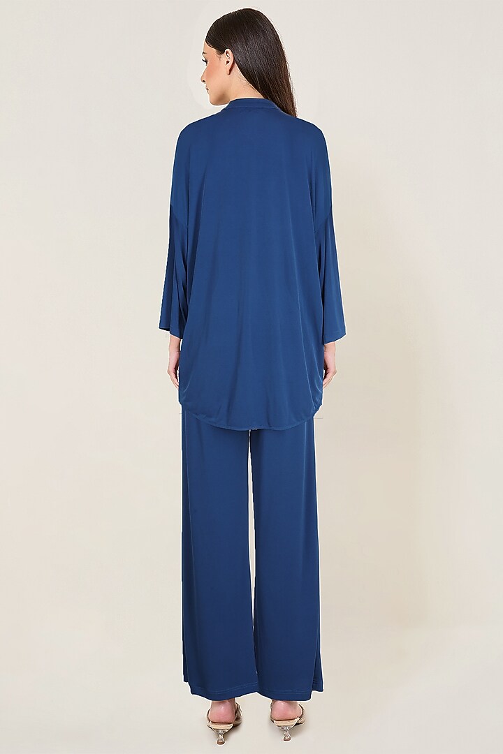 Teal Blue Jersey Co-Ord Set by Namrata Joshipura at Pernia's Pop Up Shop