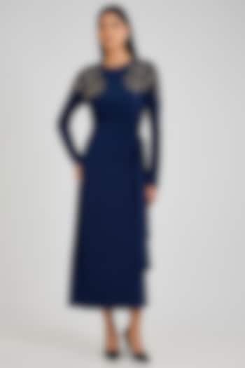 Navy Jersey Cocktail Dress by Namrata Joshipura at Pernia's Pop Up Shop