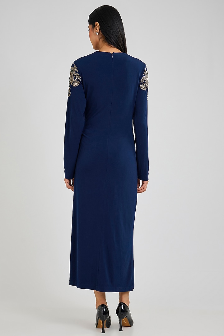 Navy Jersey Cocktail Dress by Namrata Joshipura at Pernia's Pop Up Shop