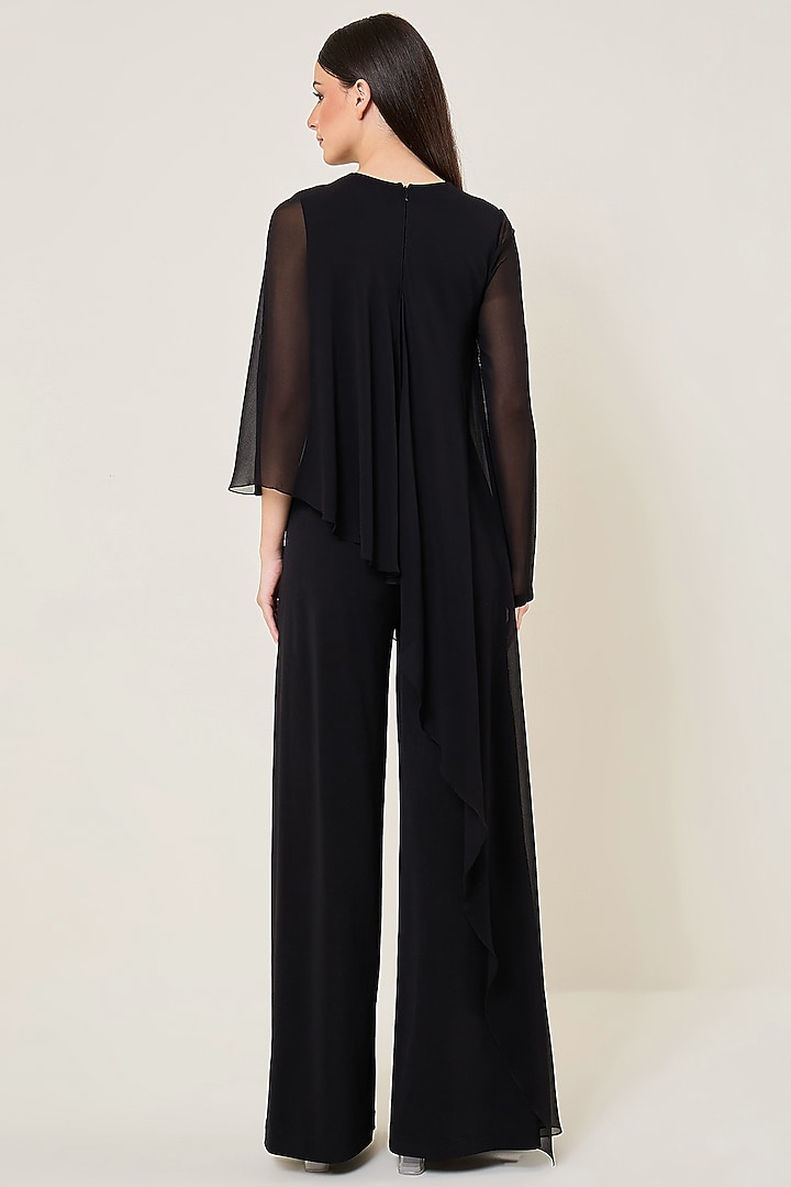Black Viscose Georgette Flap Jumpsuit by Namrata Joshipura at Pernia's Pop Up Shop