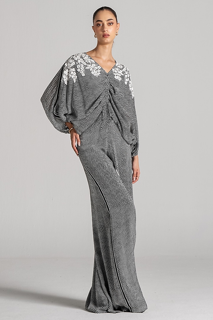 Black Georgette Embroidered Jumpsuit by Namrata Joshipura at Pernia's Pop Up Shop