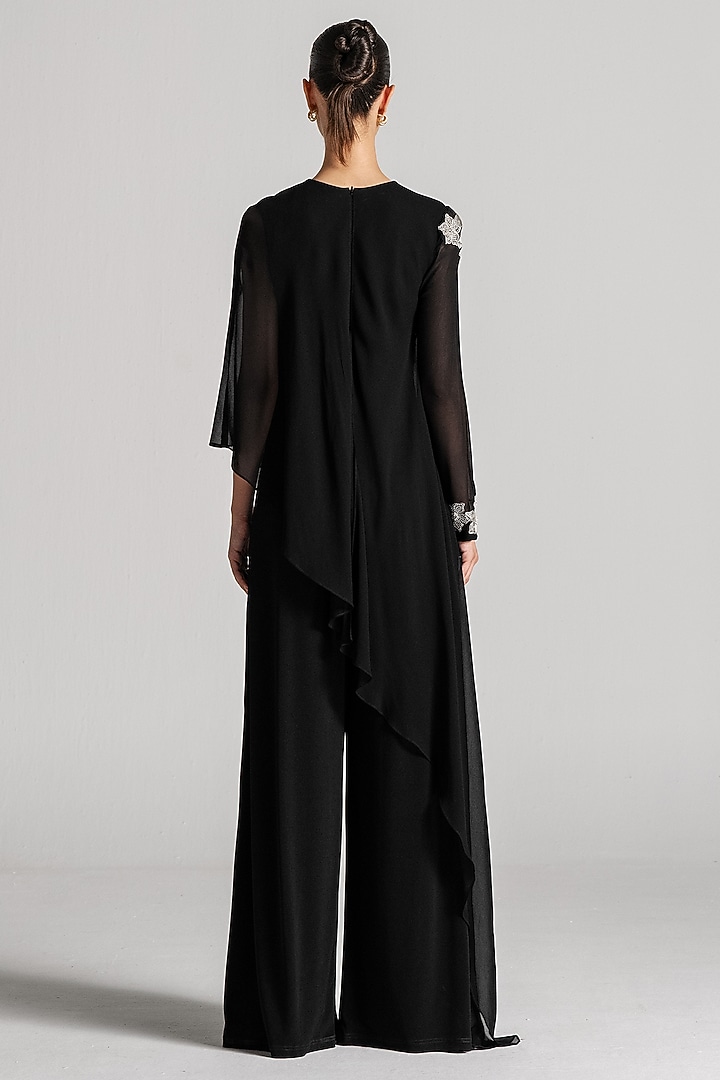 Black Jersey Cape Jumpsuit by Namrata Joshipura at Pernia's Pop Up Shop
