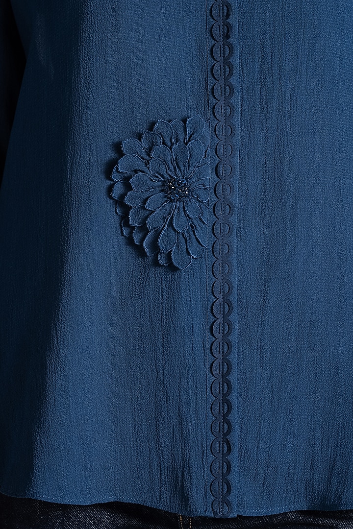 Navy Georgette Shirt by Namrata Joshipura at Pernia's Pop Up Shop
