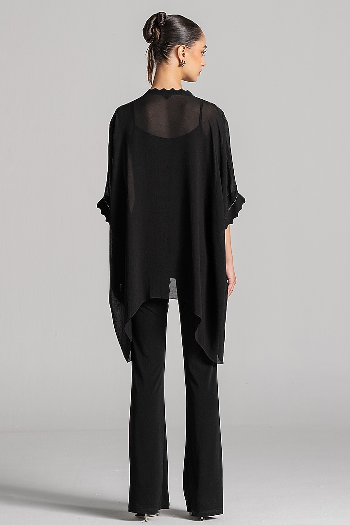 Black Georgette Floral Handkerchief Tunic by Namrata Joshipura at Pernia's Pop Up Shop