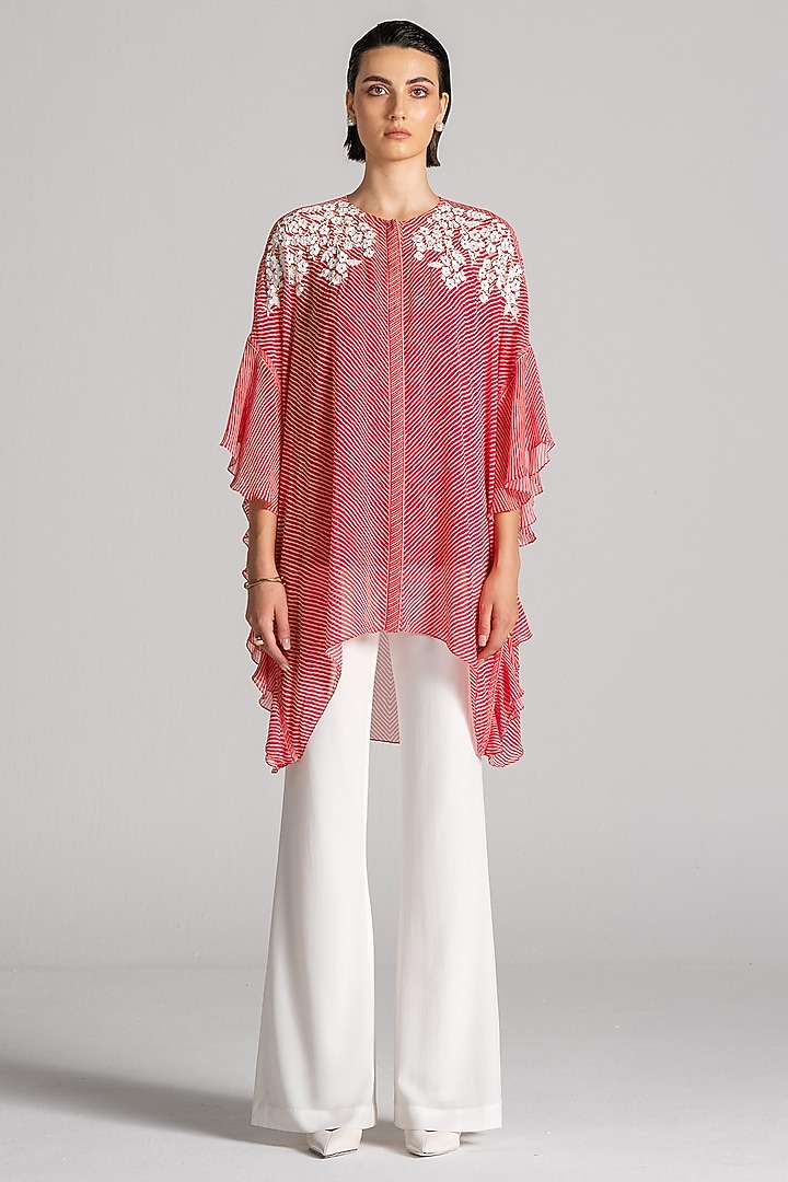 Red Georgette Tunic by Namrata Joshipura at Pernia's Pop Up Shop