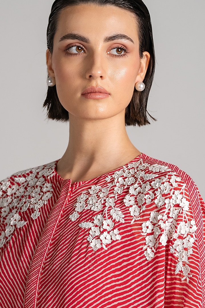 Red Georgette Tunic by Namrata Joshipura at Pernia's Pop Up Shop