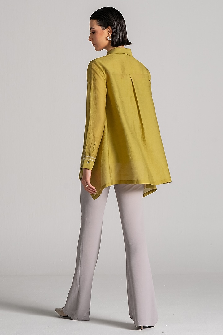 Chartreuse Chanderi Tunic by Namrata Joshipura at Pernia's Pop Up Shop