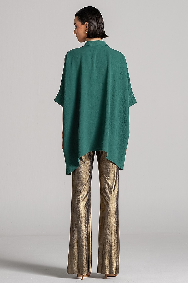 Dark Green Crepe Floral Handkerchief Tunic by Namrata Joshipura at Pernia's Pop Up Shop