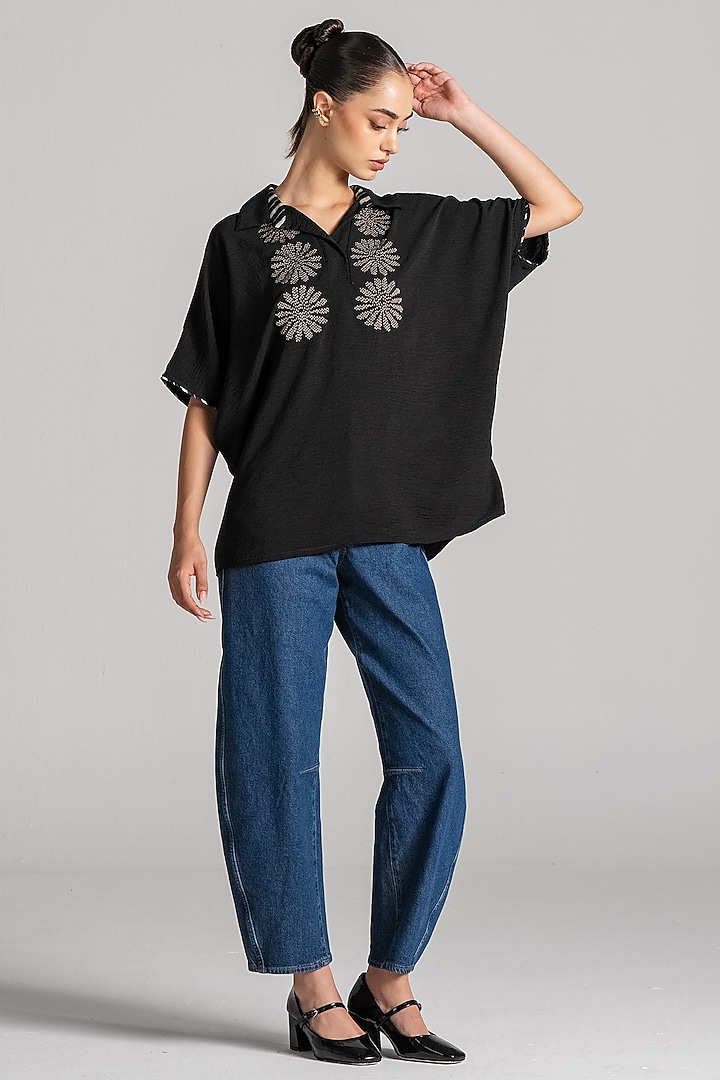 Black Crepe Backtie Tunic by Namrata Joshipura at Pernia's Pop Up Shop