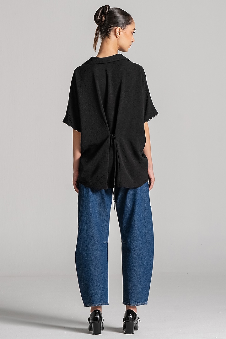 Black Crepe Backtie Tunic by Namrata Joshipura at Pernia's Pop Up Shop