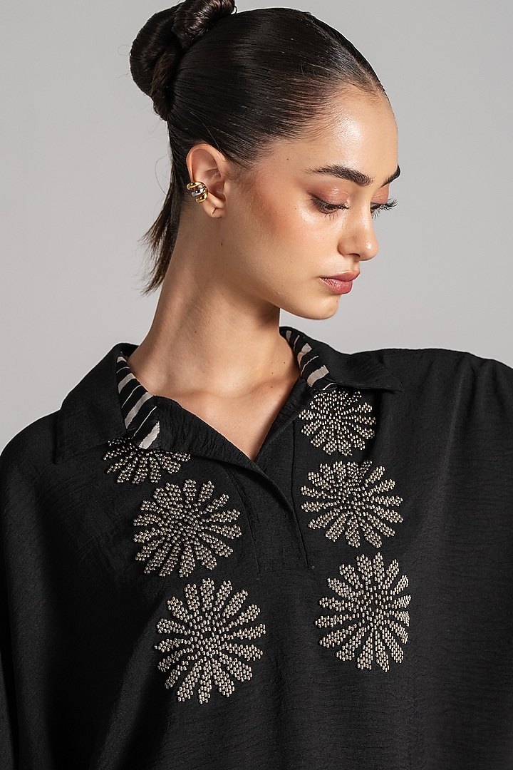 Black Crepe Backtie Tunic by Namrata Joshipura at Pernia's Pop Up Shop