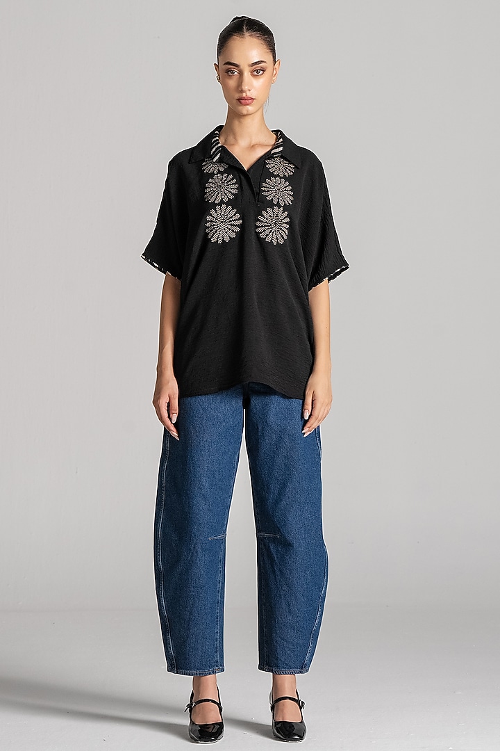 Black Crepe Backtie Tunic by Namrata Joshipura at Pernia's Pop Up Shop