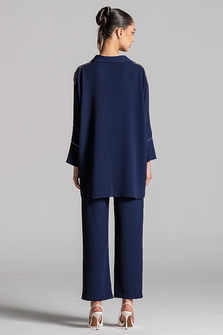 Navy Crepe Co-Ord Set by Namrata Joshipura at Pernia's Pop Up Shop