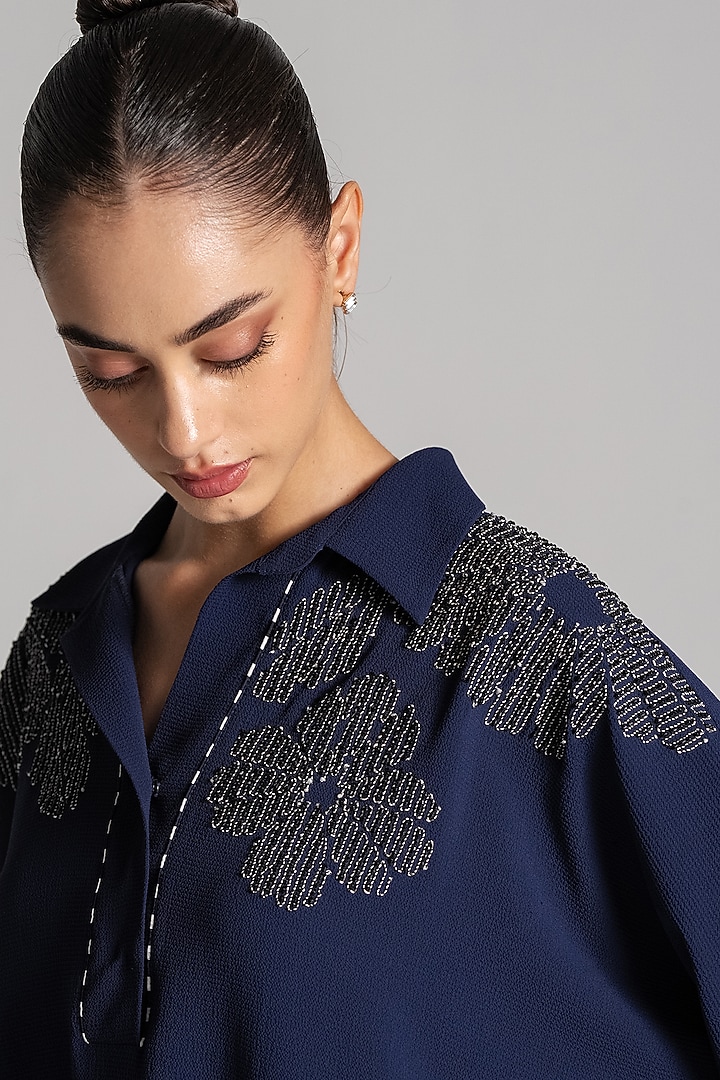 Navy Crepe Co-Ord Set by Namrata Joshipura at Pernia's Pop Up Shop
