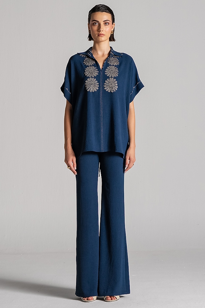 Navy Crepe Co-Ord Set by Namrata Joshipura at Pernia's Pop Up Shop