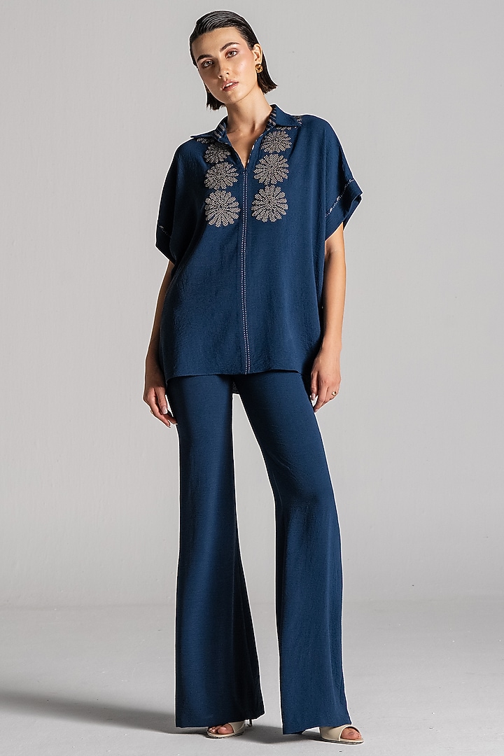 Navy Crepe Co-Ord Set by Namrata Joshipura at Pernia's Pop Up Shop
