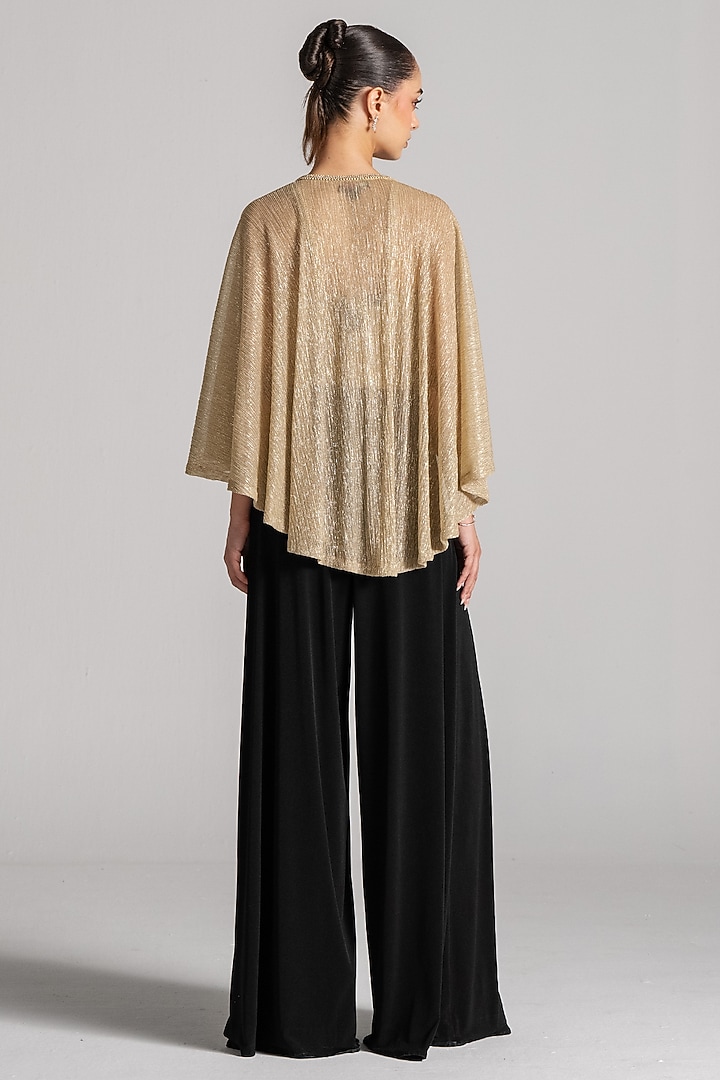 Gold & Black Shimmer Fabric Jumpsuit With Cape by Namrata Joshipura at Pernia's Pop Up Shop