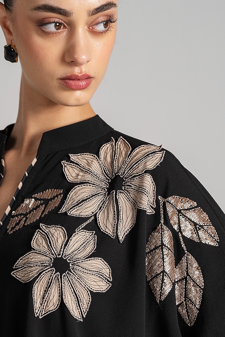 Black Crepe Handkerchief Tunic by Namrata Joshipura at Pernia's Pop Up Shop
